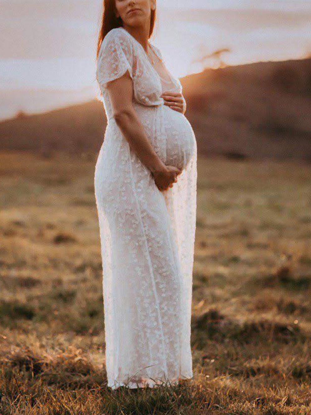 ELESTORY Enchanted Lace Maxi Dress Maternity Size XL NWT